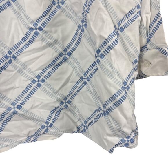 Chicos No Iron Stretch Button Up 3/4 Sleeve Cotton Blue White Shirt 2P/ 12/ 14 - Picture 11 of 16